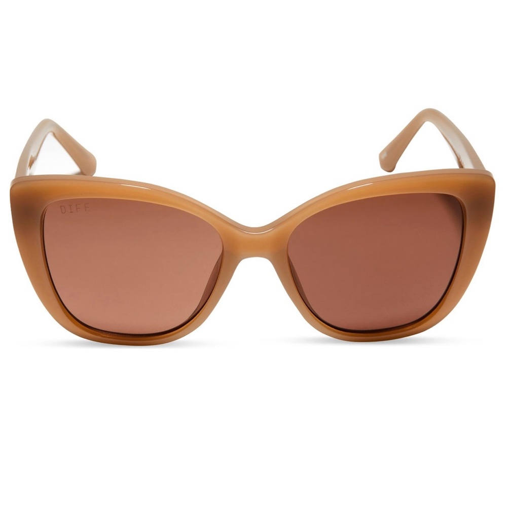 DIFF Rae Sunglasses Milky Light Brown Frame Brown Lens CatEye NWT